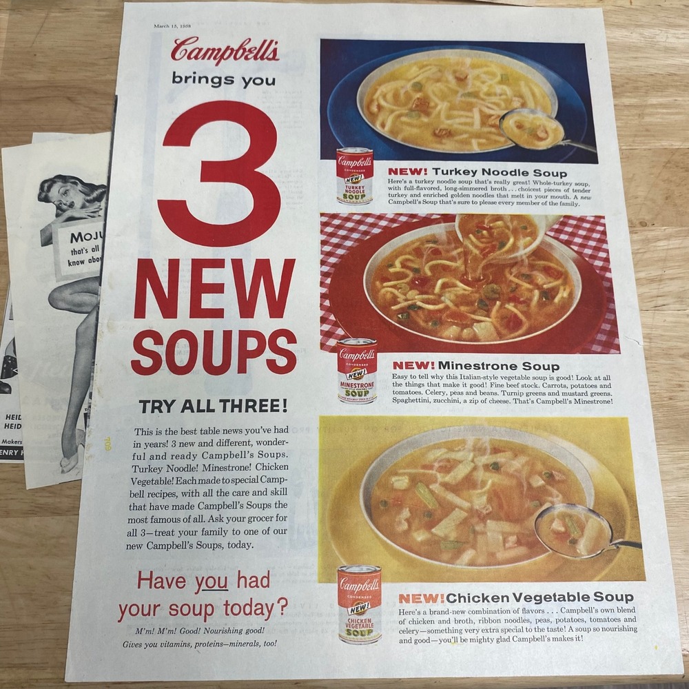 Vintage 1958 Campbells Soup Print Ad Home Kitchen Decor
